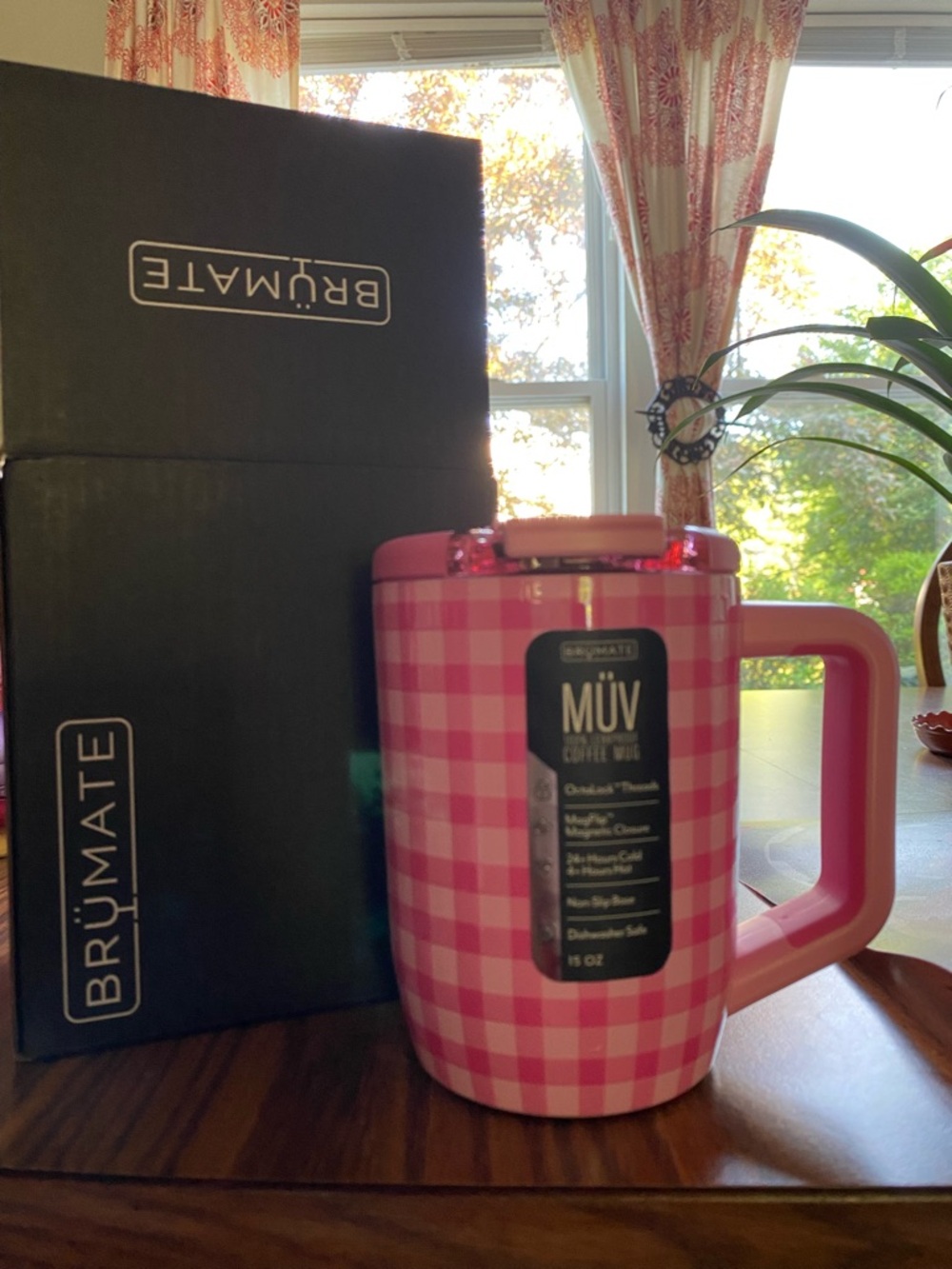 BRÜMATE MÜV 15oz Coffee Mug - Pink Gingham